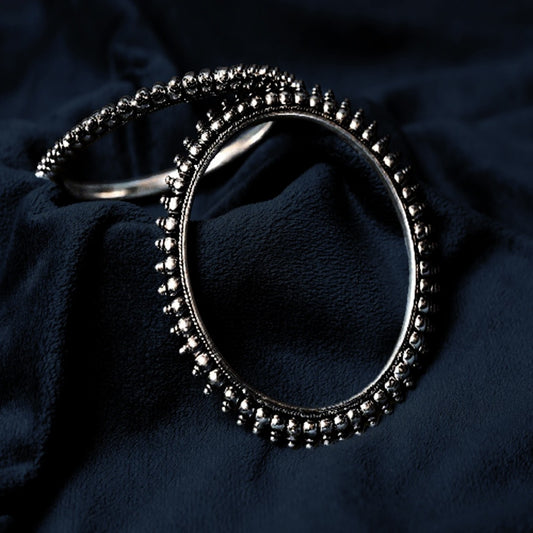 Intricate Ball Fusion Everyday Wear Silver Bangles